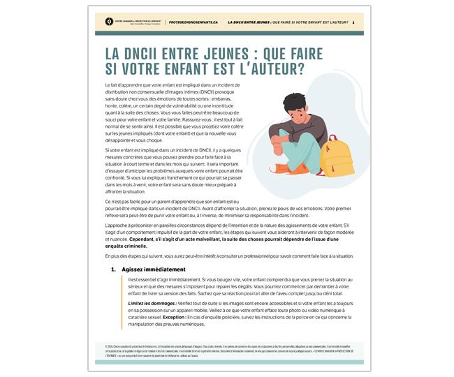 La DNCII entre jeunes : Que faire si votre enfant est l’auteur?